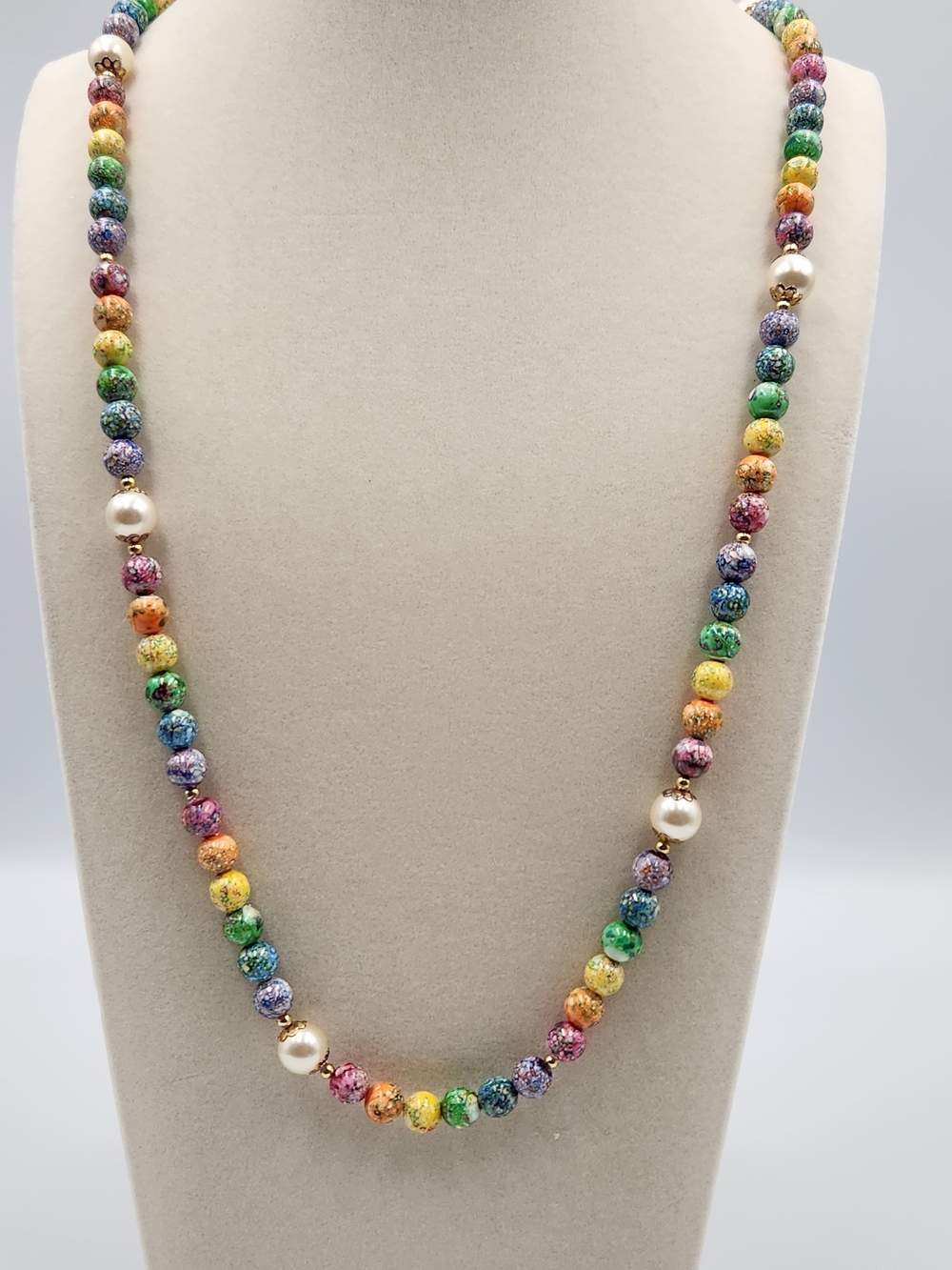 Multicolor Beaded Pearl Accent Necklace - Women Jewelry